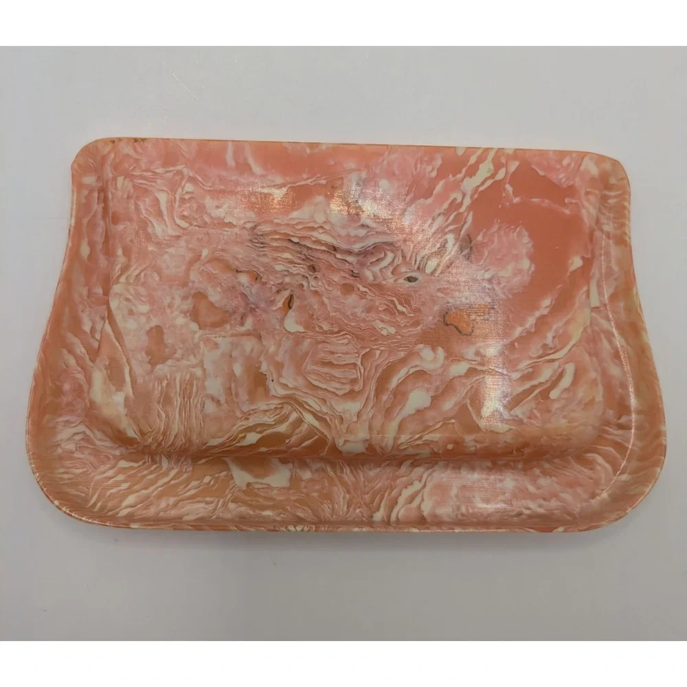Vintage Celluloid Table Crumb Catcher Silent Butler‎ Pink Marble